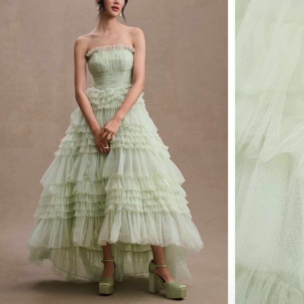 NWT Mac Duggal Tiered Strapless Tulle A-Line High-Low Gown